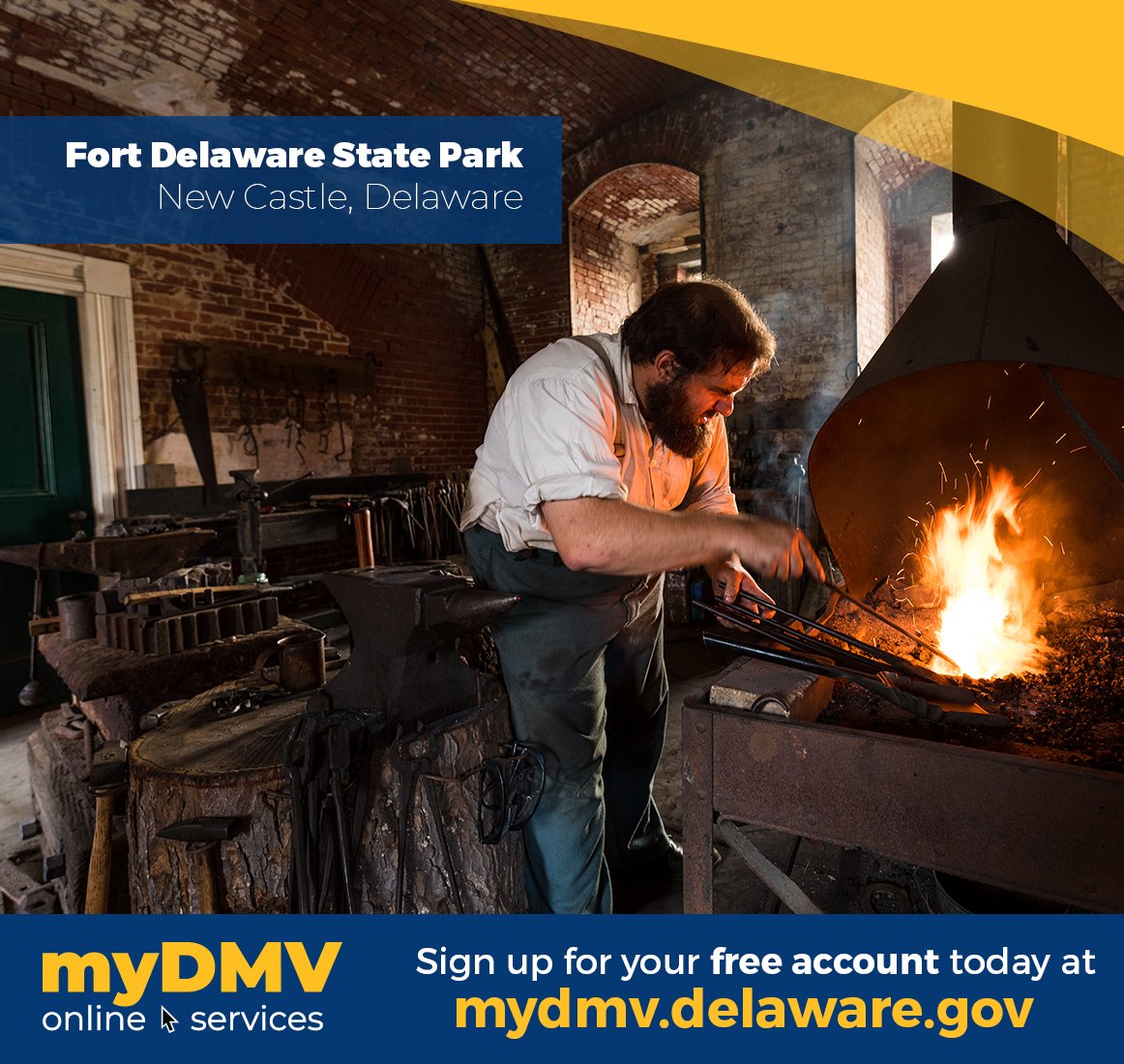 DelawareDMV's tweet photo. Complete your DMV service now, with a new myDMV account online at https://t.co/7ax9WpfXTz. Once the service is completed, go enjoy a trip to Fort Delaware State Park! Photo credit: @DEStateParks #mytime #myway #myDMV #NetDE #DEStateParks https://t.co/bDLypbjMwX