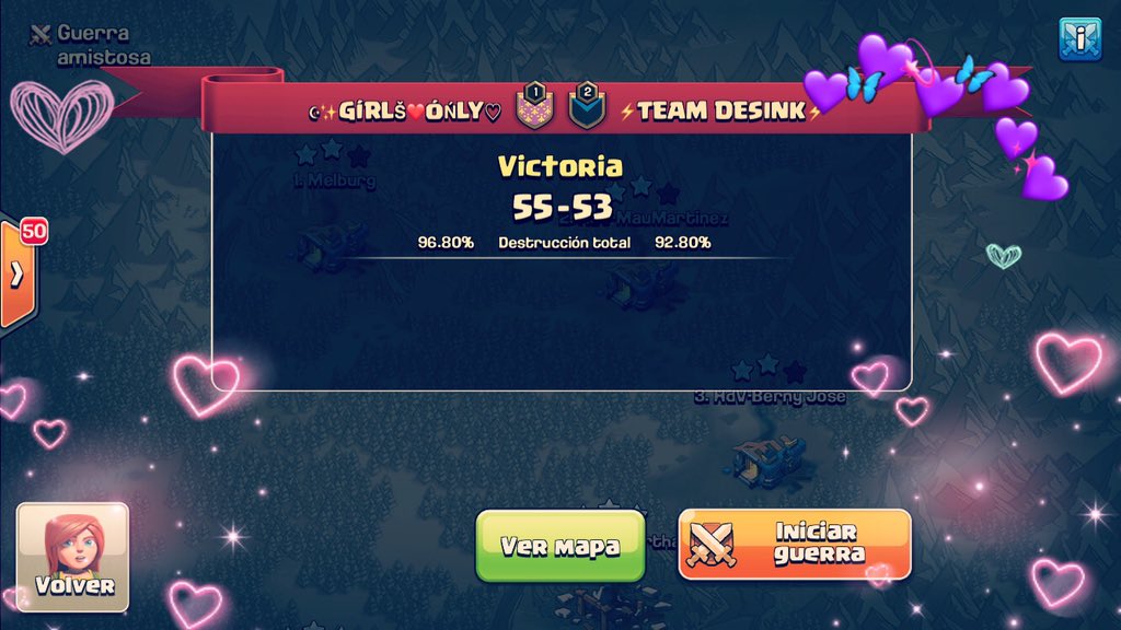 🌷Contentas  por la Victoria del día de ayer en la <a href="/SLA_COC/">Super Liga Americana</a> 🌹🌷Gracias a las chicas SON LAS MEJORES👗👠Sin ellas no habria ☪️✨GÍRLŠ♥️ÓŃLY♡🌷👗✨El esfuerzo y la union como familia que somos dan estos Resultados♥️ @fio1992 <a href="/Cheny2311/">CHENY</a> <a href="/MarielZ2010/">MᥲrιᥱᥣZιm ✨🌺✨</a> @Fernanditacoc <a href="/clariliz227/">Witchcoc</a>