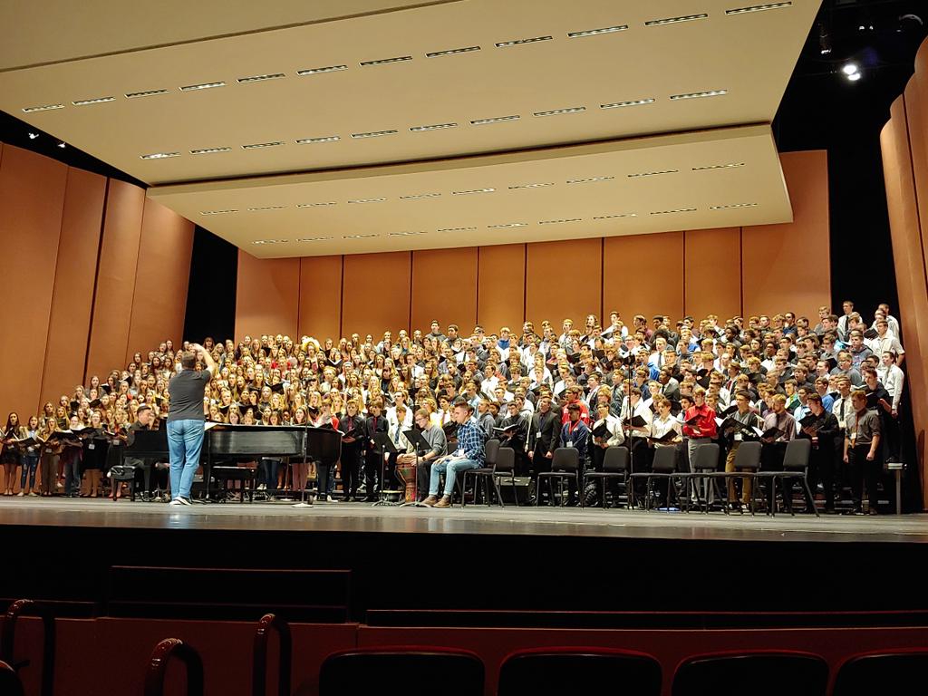 The All-State Choir final rehearsal for their concert in the Lied Center.