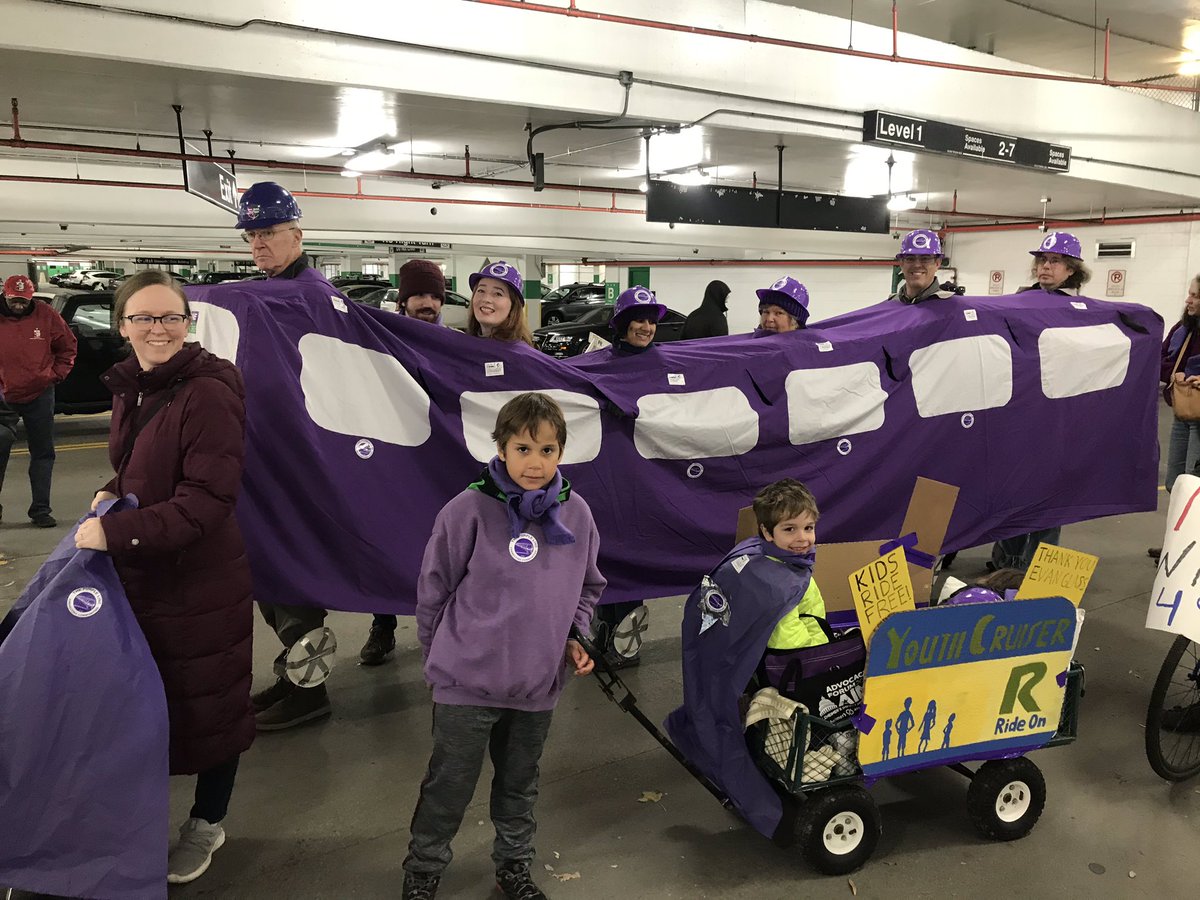 My Kidlets marched in the @SilverSpringMD Thanksgiving parade with @actfortransit. Our float celebrates the @RideOnMCT Youth Cruiser card, which lets #KidsRideFree. Now 24/7 thanks to @EvanMGlass!