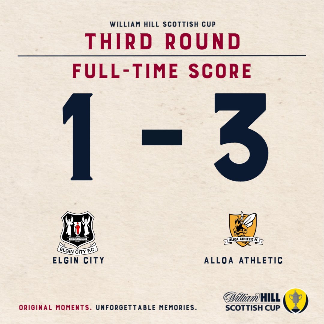 FT | 1 - 3 | Taggart, Cawley and O'Hara firing Alloa into a comfortable 3-1 victory to put us in the hat for the 4th round draw.