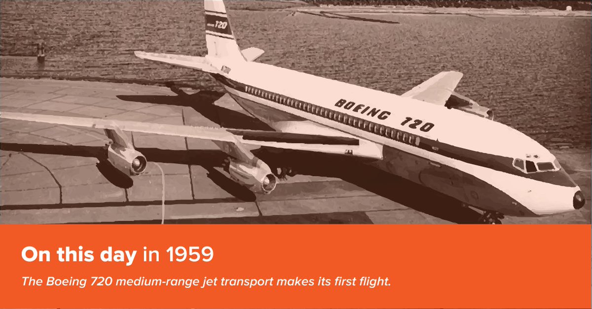 TurboJetInc's tweet photo. #OnThisDay in aviation history, the Boeing 720 made its debut flight!

#aviation #history #Boeing https://t.co/iUqfveug73