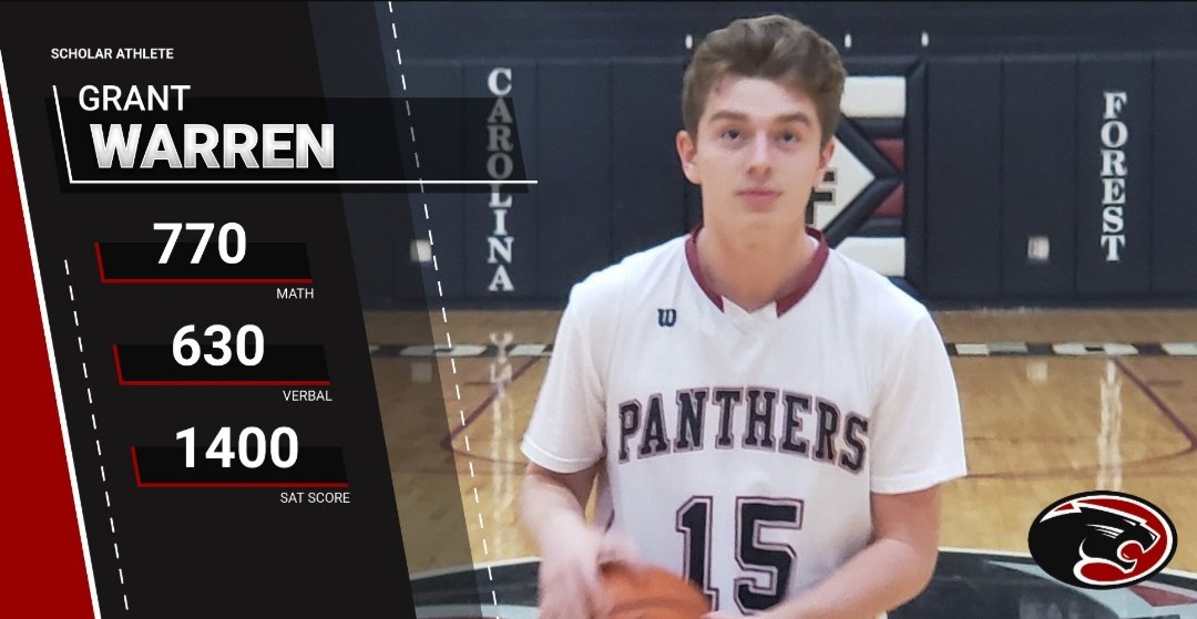 🚨🚨🚨 Scholar athlete alert!!! Junior shooting guard Grant Warren recently received his latest SAT scores and he has improved to a 1400 overall, highlighted by an amazing 770 on the math section. Congratulations Grant! #GoFor800 #PerfectScore #cfpantherlife #scholarathlete