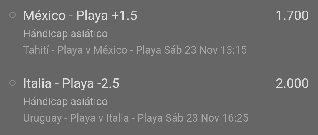 MundoParleys's tweet image. 🚨🚨 23/11 🚨🚨 ⚽  #Pick #Free #FreePick #FIFA  #BeachSoccerWC  #Parley