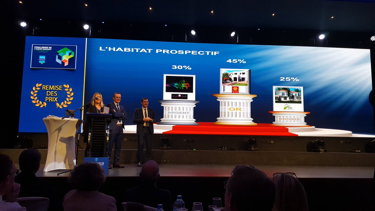 HabitatFFB's tweet photo. #semtech2019 Challenge de l'Habitat Innovant catégorie #Habitat prospectif : l'aménageur @TerrainsduSud33 médaillé d'or, les constructeurs Le Pavillon Français en argent et EPC en bronze https://t.co/c9jGIFdWAI