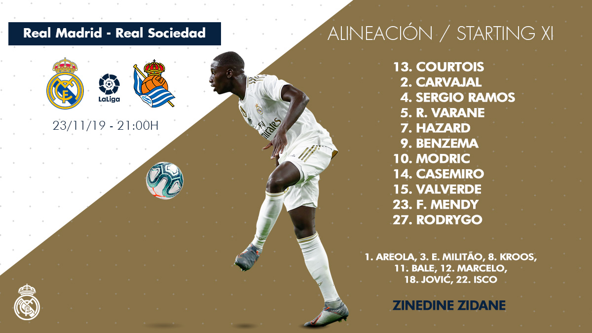 realmadridjapan's tweet photo. 📋 レアル・ソシエダ戦のスターティングメンバーはこちら！
#RMLiga | #HalaMadrid https://t.co/mj6vb16PBE