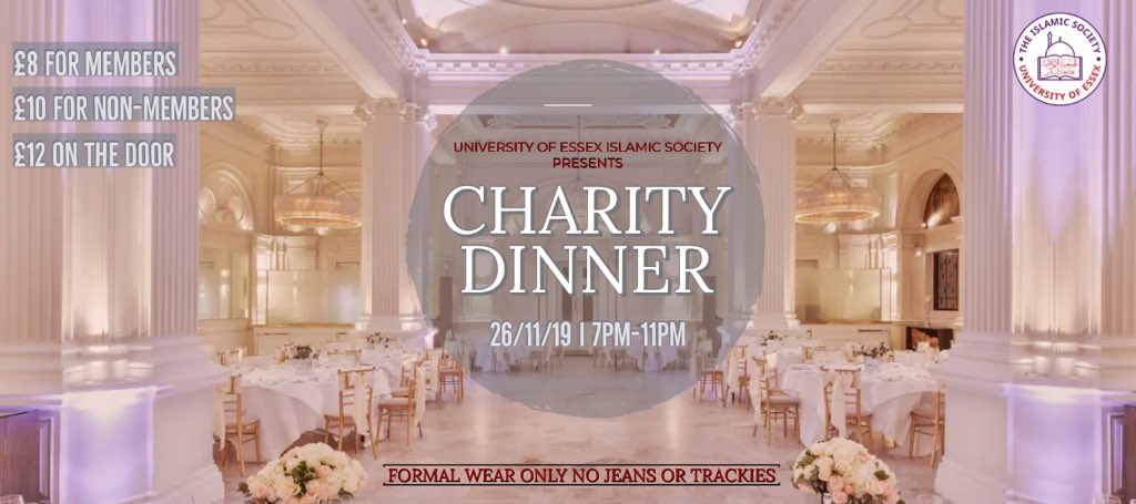 ESSEX ISOC CHARTY DINNER ON TUESDAY!!!! Visit our Instagram page for more info! 😄