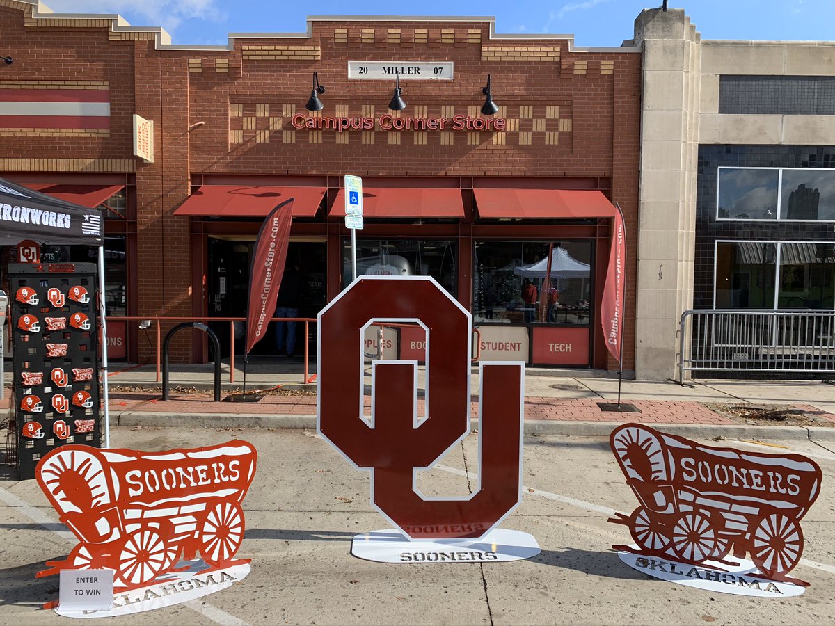 Campus Corner Store (@ou_bookstore) on Twitter photo Happy Gameday! Our final home game of the season is here which makes it a great time to stop by and visit our friends <a href="/gamedayironwork/">Gameday Ironworks</a> for a chance to win a Schooner! See store for details. #BoomerSooner ๐๐๐๐๐๐๐ Happy Gameday! Our final home game of the season is here which makes it a great time to stop by and visit our friends <a href="/gamedayironwork/">Gameday Ironworks</a> for a chance to win a Schooner! See store for details. #BoomerSooner ๐๐๐๐๐๐๐