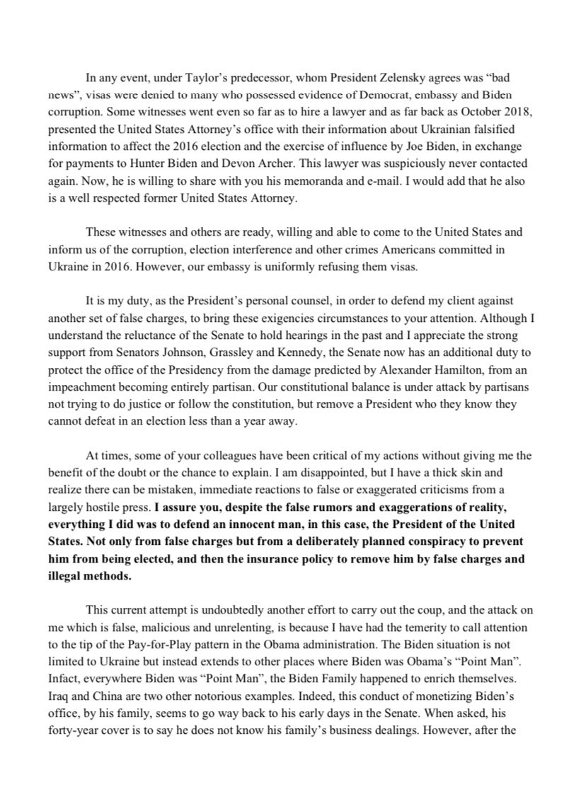 26) Rudy Giuliani reaches out to.... Lindsey Graham  Rudy is requesting help getting visas for 3 witnesses to travel from Ukraine to the US to testify about the Biden family's corruption.