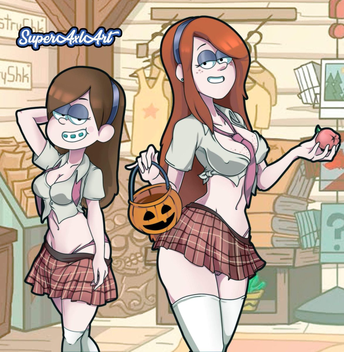 SuperAxlArt on X: Vaya que me tomo tiempo subir algo... fueron 2 por 1...  eso creo xD WendyCorduroy Trickortrat Landidzu GravityFalls MabelPines  t.coqXzhXxGlhU  X