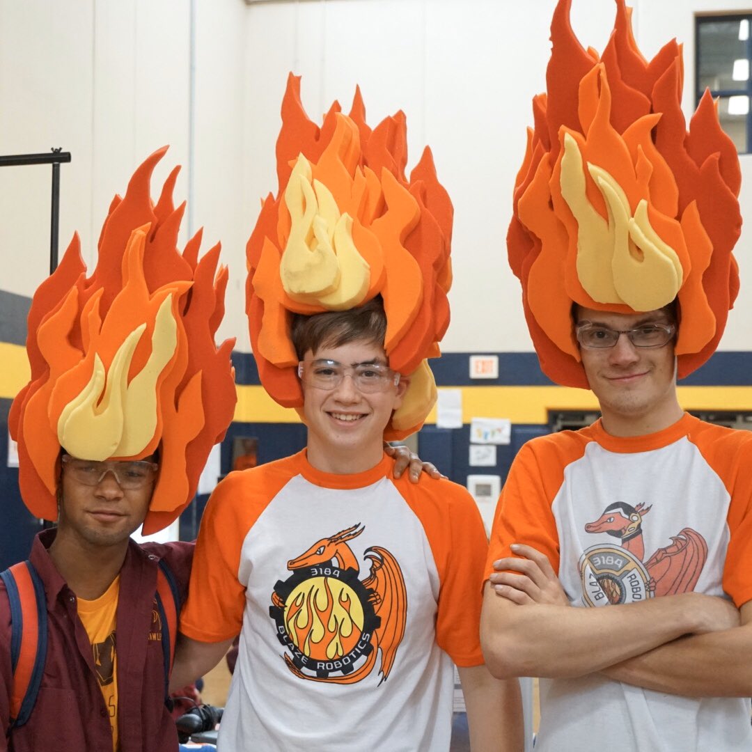 KnightKrawler (@team2052) on Twitter photo <a href="/Team3184/">Blaze Robotics</a> told us that their iconic flame hats are homemade, based off a design they saw at Target! <a href="/Team3184/">Blaze Robotics</a> told us that their iconic flame hats are homemade, based off a design they saw at Target!