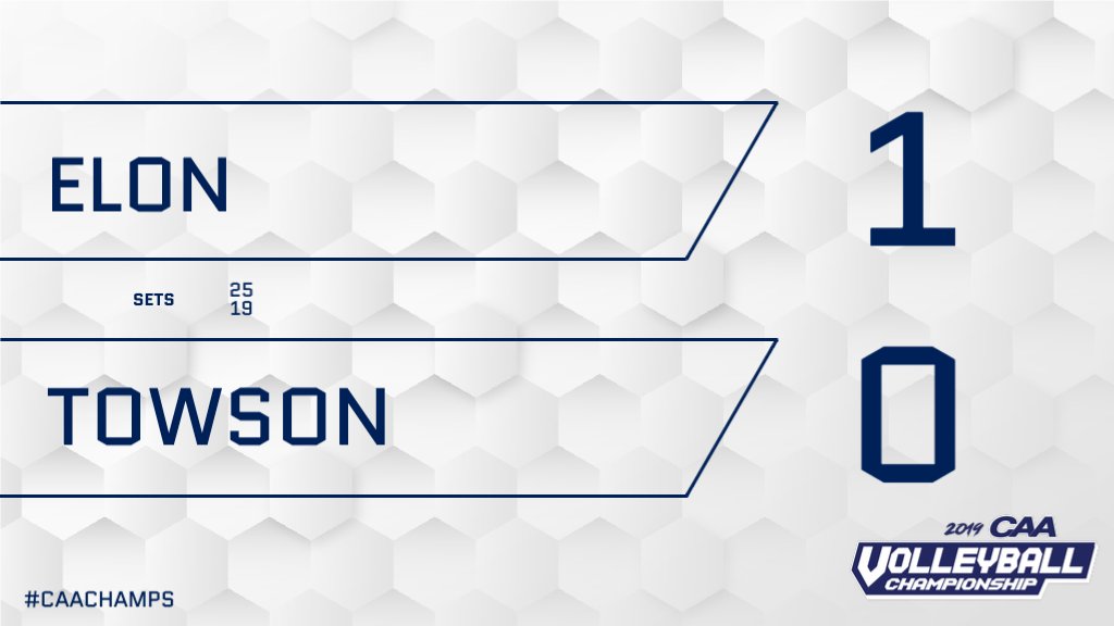 .<a href="/ElonVB/">Elon Volleyball</a> comes out hot in the first set, taking a 1-0 lead over the regular season champions #CAAChamps