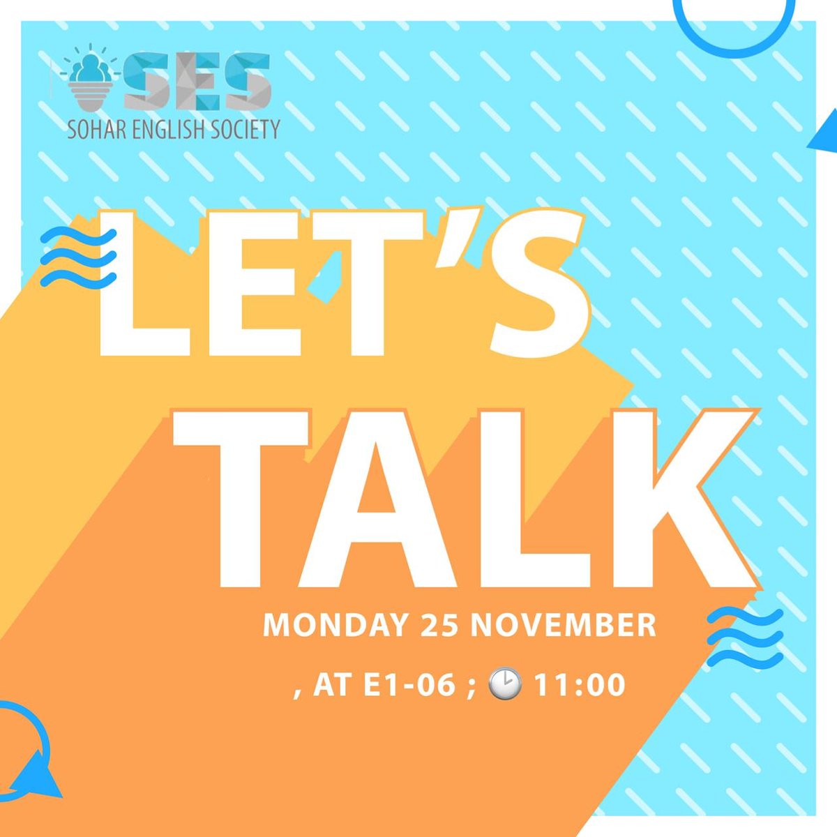 SesGroup_'s tweet photo. We're baaaaack!
Join us in our first "Let's Talk" session of the semester, lead by our incredible Sara Al Alawi.
Spread the word 😍 https://t.co/32AIxmLZqF