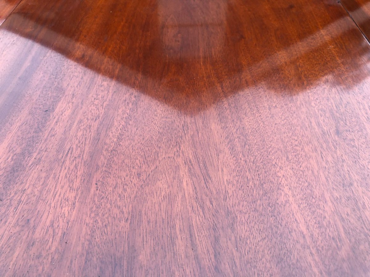 DanRestoration's tweet photo. Restored and delivered antique mahogany concertina dining table , top was badly scratched and damaged ,  table extends to 7ft once with the two original leaves https://t.co/LvF4mT5bHy