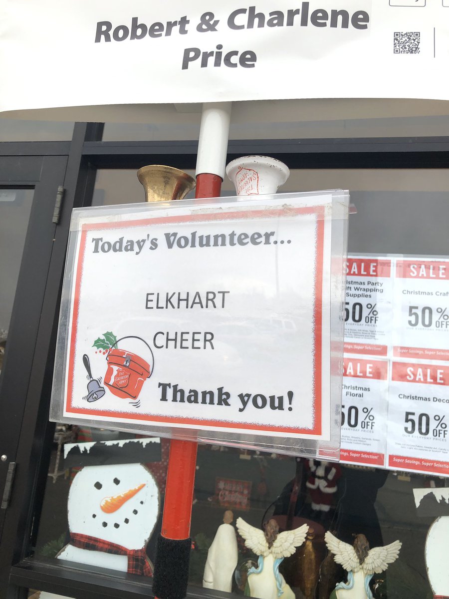 Elkhart_Cheer's tweet photo. A fun day or winter cheer photos and bell ringing! Come and see us at Hobby Lobby! #GiveBack #ECHScheer https://t.co/QQiBIclDtr