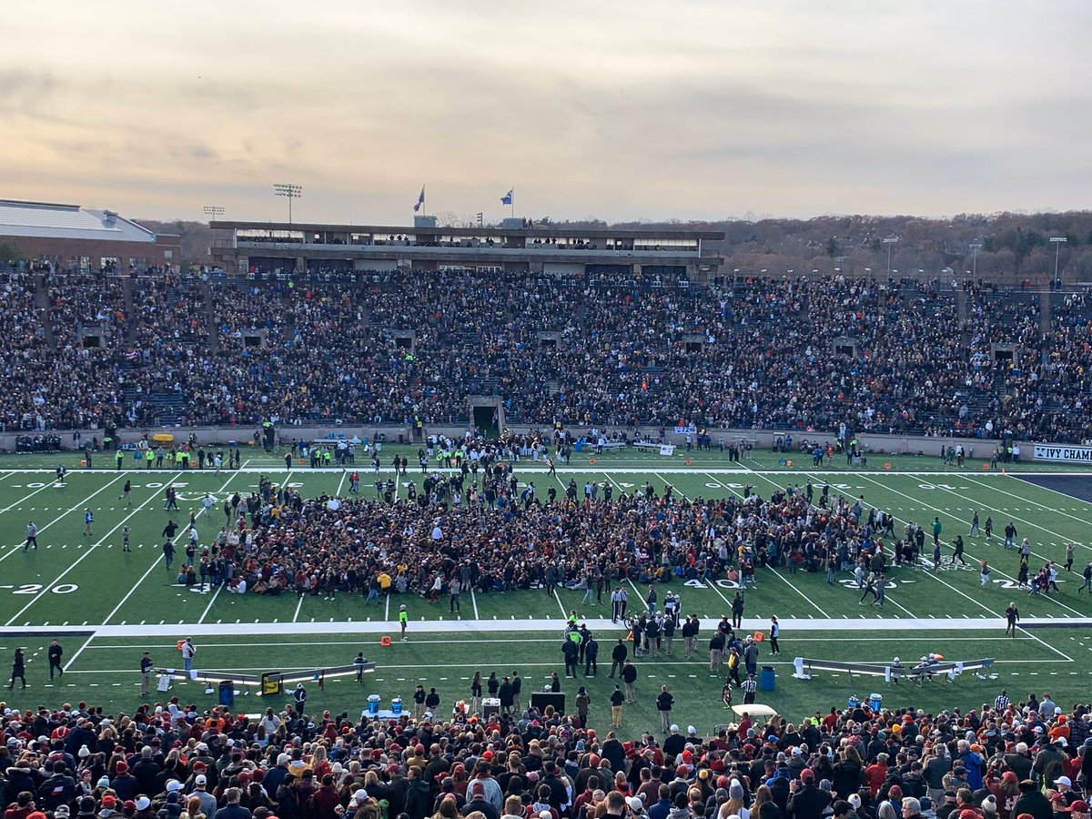 Update: Over *200* Harvard & Yale members stormed the field at  #HarvardYale game. Banners read:NOBODY WINS: Harvard & Yale are Complicit in Climate InjusticeYale & Harvard: Divest from Fossil Fuels & Cancel Puerto Rican DebtYale & Harvard Students United for Climate Justice