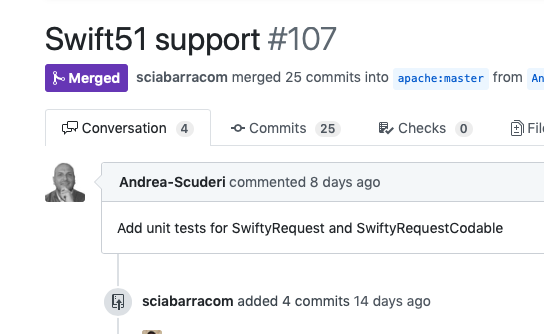 AndreaScuderiSE's tweet photo. #Apache #OpenWhisk now supports #Swift 5.1 ๐๐
My First #PR merged with the help of @sciabarracom !
https://t.co/znfPXkBXtf
#serversideswift #FullStackSwift #opensource #OpenWhiskRuntimeSwift #Serverless https://t.co/Slen0CXNnw