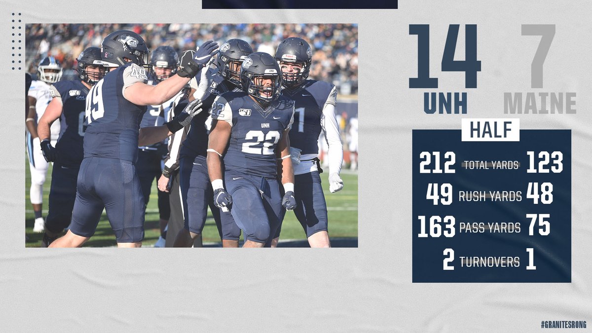 UNH_Football's tweet photo. Take a look at today's first half! Wildcats lead 14-7!
#BeTheRoar #CAAFB #GraniteStrong #BWWBorderBattle https://t.co/5rgPZjGqaQ