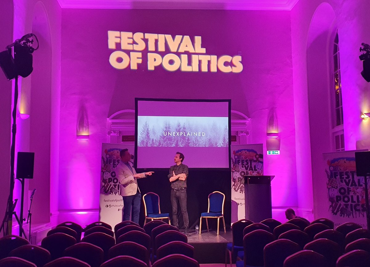 PoliticsFestDub's tweet photo. Getting ready for 'Unexplained' with Richard MacLean kicking off at 8PM! 
The truth is out there...can you handle it!? We'll find out soon... https://t.co/ITCVnFk2Vy
