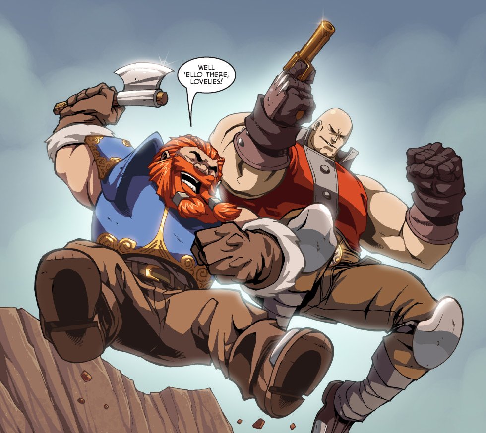 I only would've discovered my 2nd pick,  #Skullkickers by  @JimZub (published by  @ImageComics) by asking for some'em similar in  @FPNYC...and this  #HighFantasy, action  #BuddyComedy certainly did the trick! (3/6)  #MakeMineIndie  #ComicBookSchool