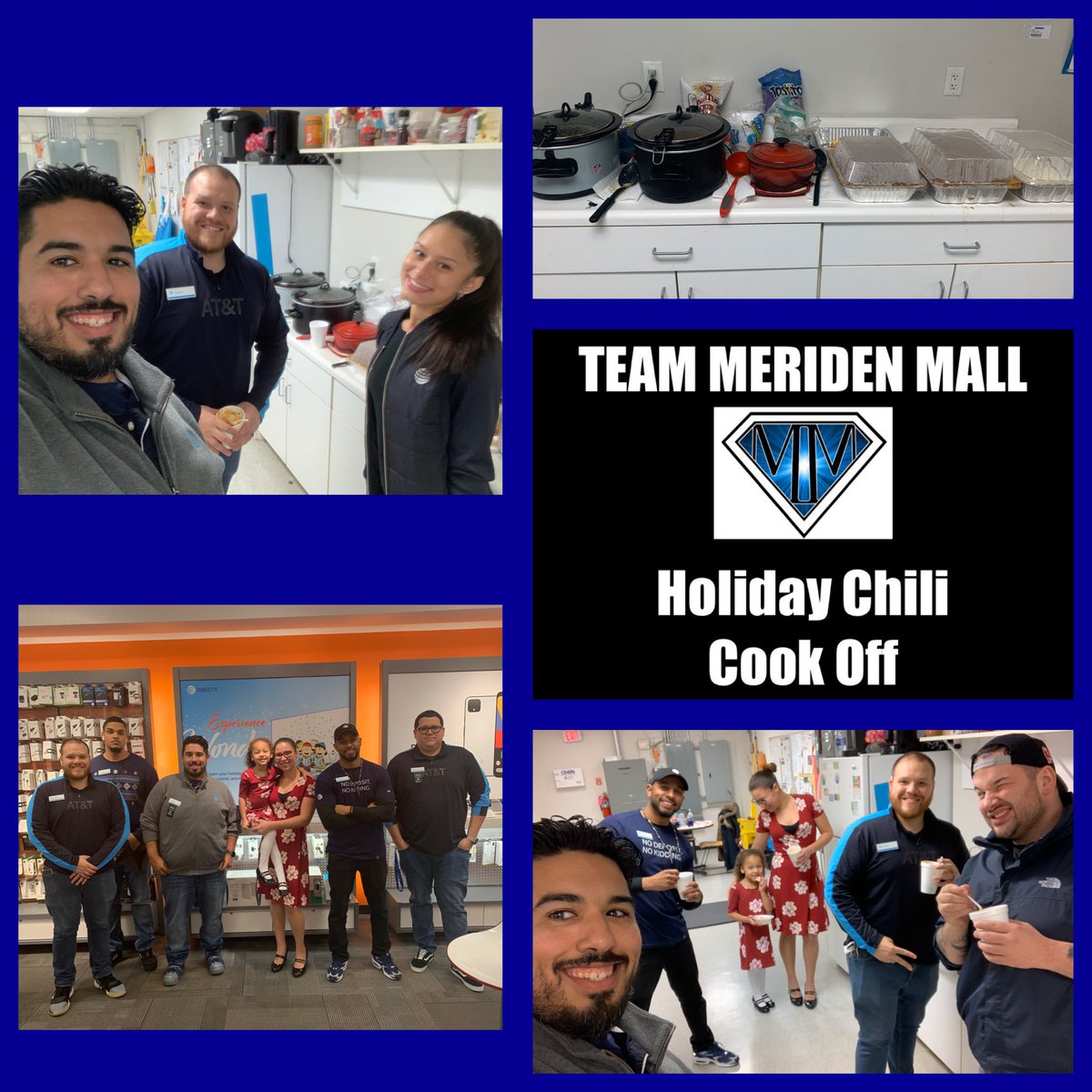 DanteDSep's tweet photo. Team Meriden Mall Holiday Chili Cook off. #TeamMeridenMall #LifeAtATT #FunatWork @MightBeMikeB @JPotter24 @JeremyASalinas @trim_alina @jvelaz9 https://t.co/5hgaeUEaZM