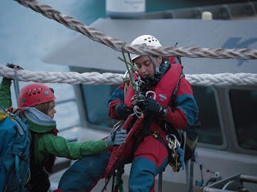 SophieLampl's tweet photo. In Austria, the @omv casts itself as a clean corporate. In New Zealand, it continues its dirty business. We occupied one of their ships to block new oil and gas drillings. OMV, geht out of New Zealand! #MakeOilHistory #ClimateEmergency #ClimateUprising #PeopleVsOil https://t.co/rueaI5NHAq