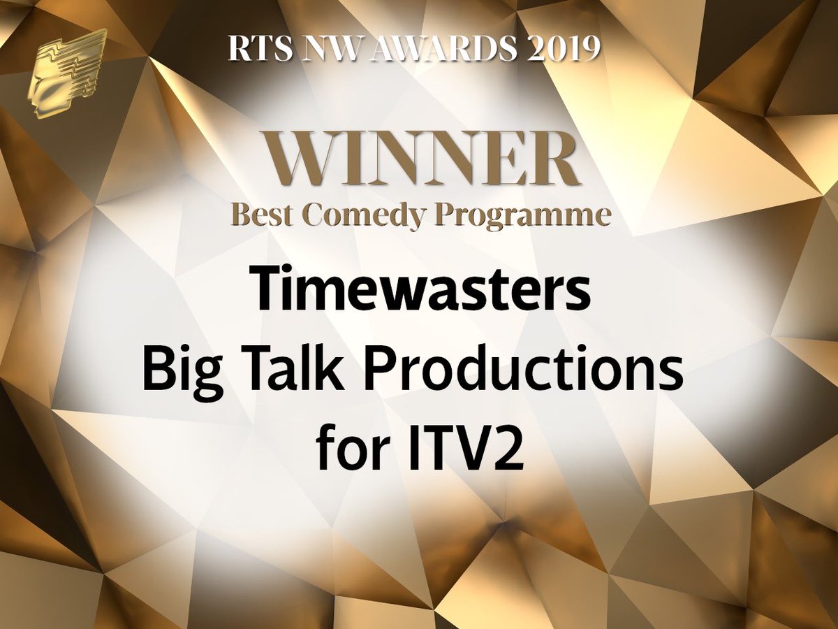 RTSNW's tweet image. Timewasters wins Best Comedy Programme @bigtalk for @ITV2 #RTSNW