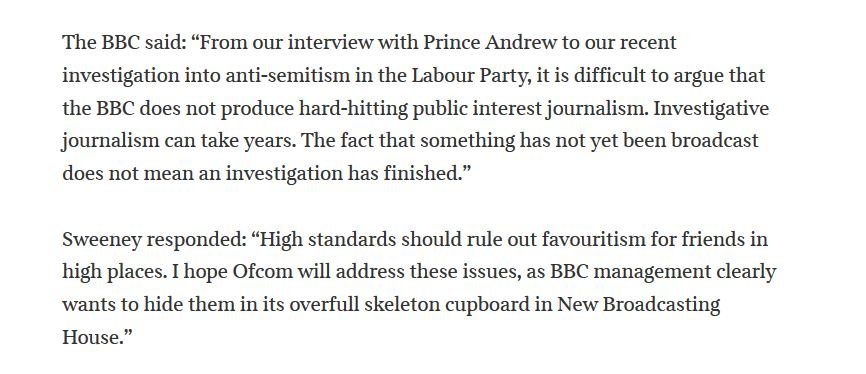 3/BBC investigations were also dropped into:Lord Mandelson;John Whittingdale;Arron Banks;Roman Abramovich;Tommy Robinson;Boris Johnson links with Russian oligarchs;Seumas Milne links with the Kremlin.cc @Ofcom  @Channel4News  @SkyNews  #ReleaseTheRussiaReport