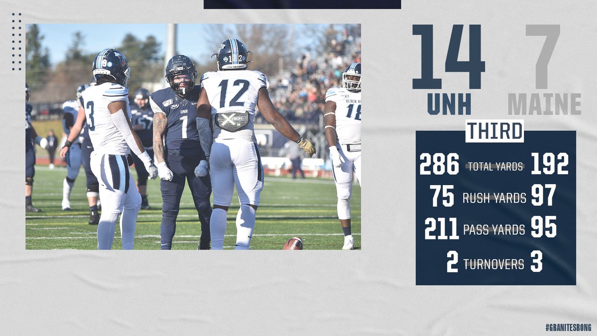 UNH_Football's tweet photo. A look at the third quarter. UNH holds a 14-7 lead.
#BeTheRoar #CAAFB #GraniteStrong #BWWBorderBattle https://t.co/TPILEQqMfL