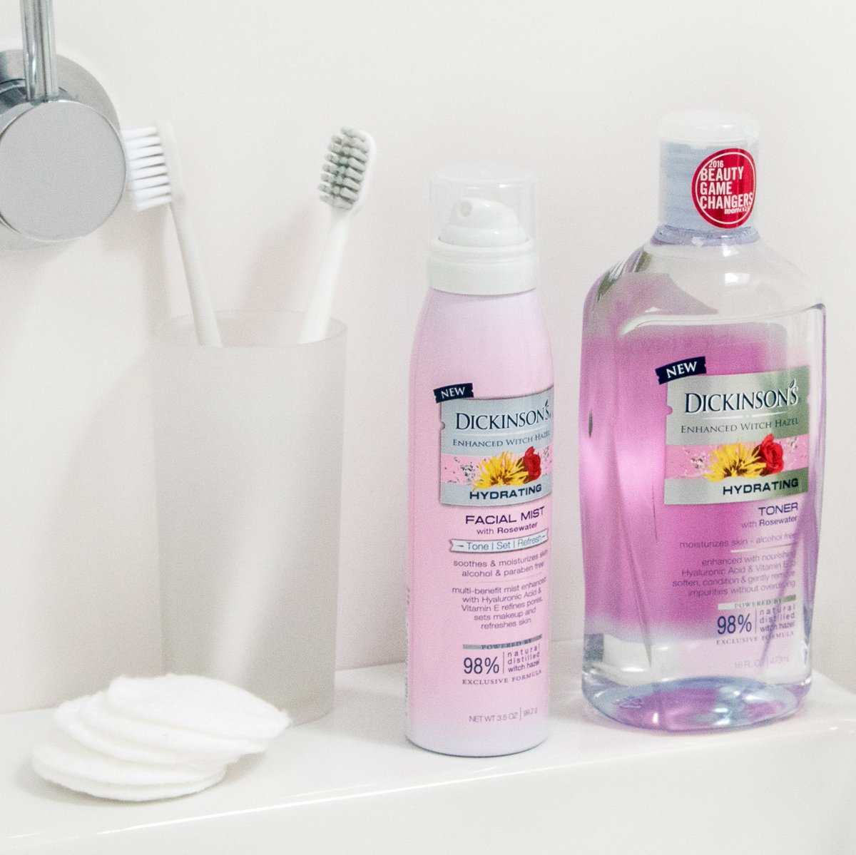 Our hydrating toner and facial mist are the perfect duo for fighting dry skin. 💧 Which two Dickinson's products do you love using together?
 📸: <a href="/kaelynn/">kaelynn</a>.alexa and <a href="/blueTst/">블루</a>
#naturalskincare #skincarecommunity #witchhazel #toner #dickinsonswitchhazel #drugstorebeauty #facialmist