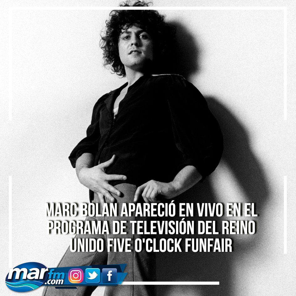 #UndíaComohoy #MarFM #MarcBolan En 1965 🎙🎙🎸🎸
Marc Bolan apareció en vivo en el programa de televisión del Reino Unido Five O'Clock Funfair, interpretando 'The Wizard'.