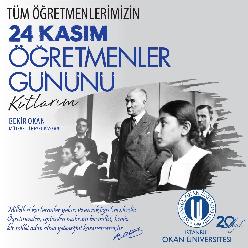Tüm öğretmenlerimizin 24 Kasım öğretmenler gününü kutlarım.
