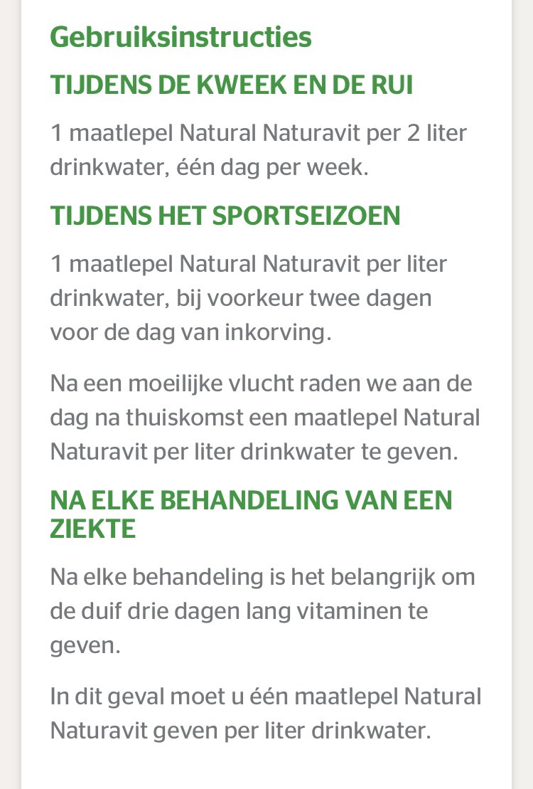 juhet's tweet image. Natural naturavit. Wat is de juiste hoeveelheid per drinkpot? Op de website staat een maatlepel, maar hoeveel is dat? #postduiven #dtv