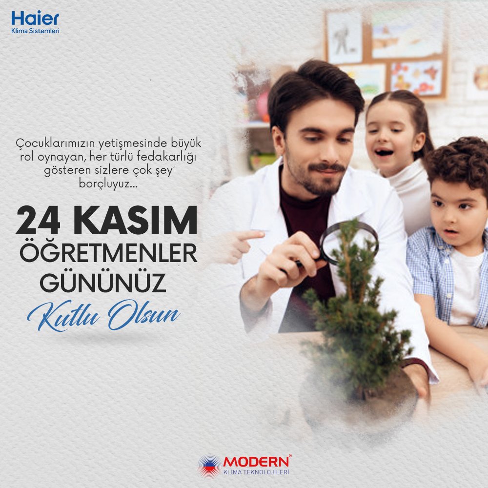 modernklima's tweet image. Çocuklarımızın ve bizlerin yetişmesinde büyük rol oynayan, her türlü fedakarlığı gösteren sizlere çok şey borçluyuz. 24 Kasım Öğretmenler Gününüz Kutlu Olsun.

#ModernKlima #24KasımÖğretmenlerGünü