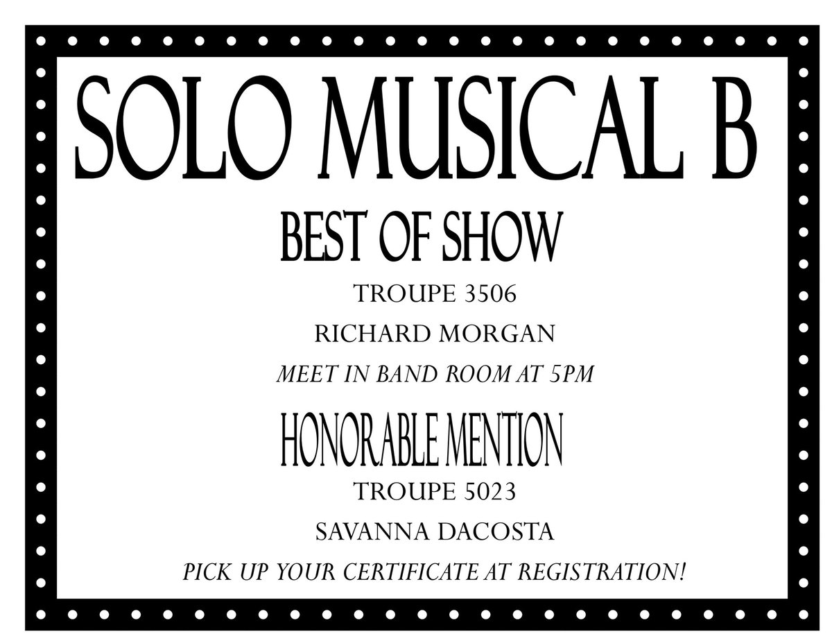 BEST OF SHOW SOLO MUSICAL B!!! CONGRATULATIONS!!