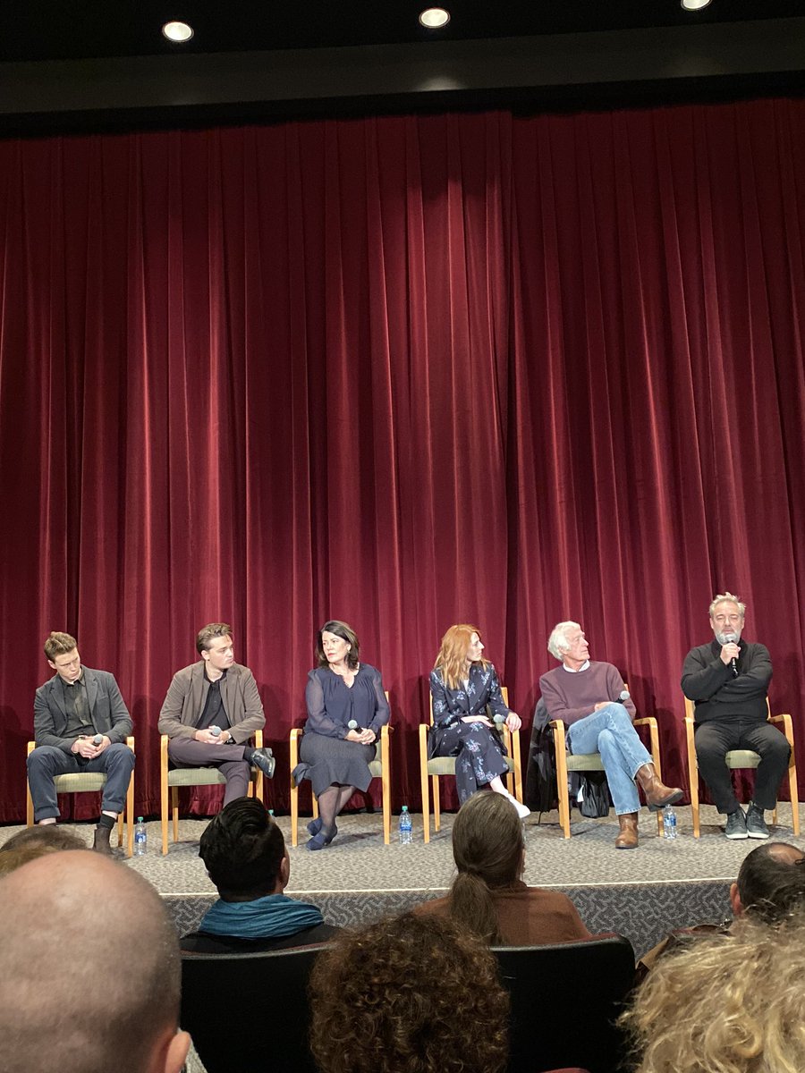 Q&A for @1917 after its first ever screening, with stars #GeorgeMacKay and #DeanCharlesChapman, producer #PippaHarris, co-writer #KrystyWilsonCairns, cinematographer #RogerDeakins, and director #SamMendes. #1917Movie @1917FilmUK #1917Film