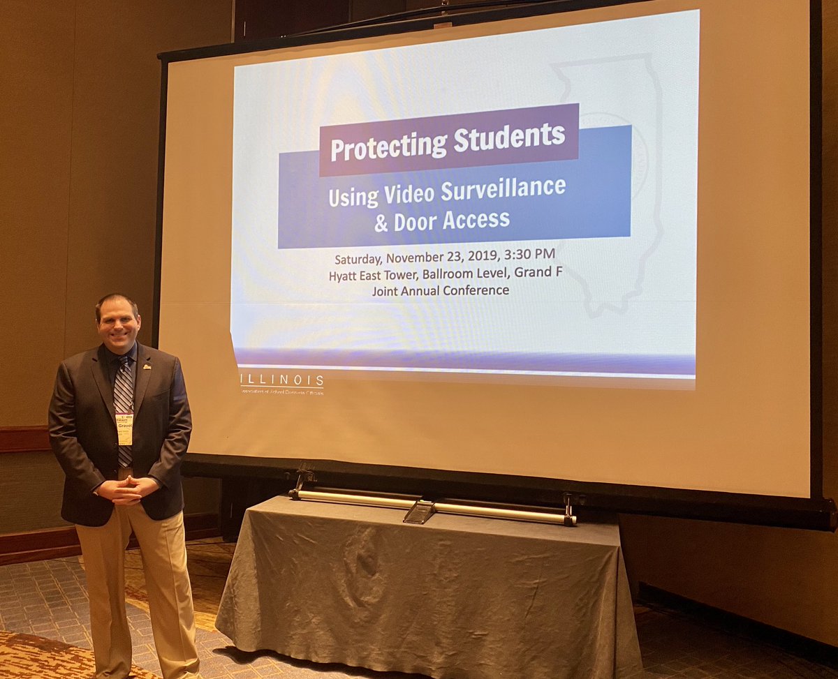 Illini01's tweet photo. Front row seat for Dr. Gravel’s well-attended session on school safety. ⁦@rjgravel⁩ #ILjac19 https://t.co/Zy5bRZwp0F