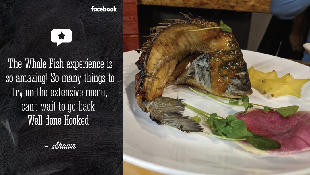 HookedBC's tweet photo. The catch is, there is no catch at Hooked when it comes to quality and creativity. Take it from Shawn. We know seafood and serve the freshest fish with style. https://t.co/7q5dLggSV7