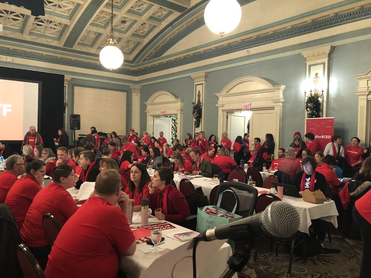 alisonlidd's tweet photo. A sea of red as BCTF members gather this weekend to focus on the education crisis in B.C. and beyond.  #redforbced #redfored https://t.co/JqRPKXXv9O