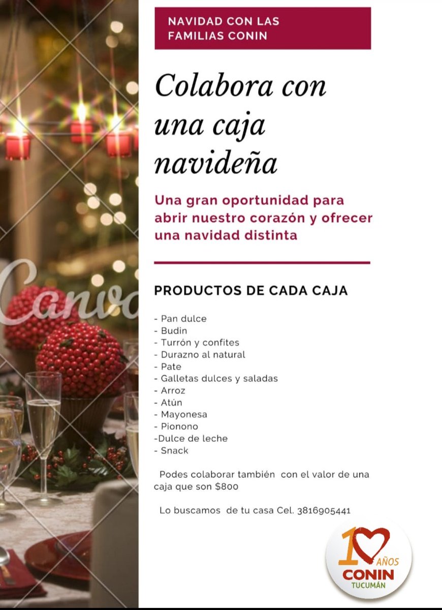 ObsDeVidaTuc's tweet photo. #Tucumán
Navidad es la fiesta de la Caridad Infinita q Dios nos tiene, el Amor sin límites q le llevó a hacerse Hombre x nosotros

Navidad con las Familias CONIN:
Colaborar con una Caja Navideña es
"una gran oportunidad para abrir nuestro ❤ y ofrecer una Navidad distinta" #Conin https://t.co/ihsGAsRBUy