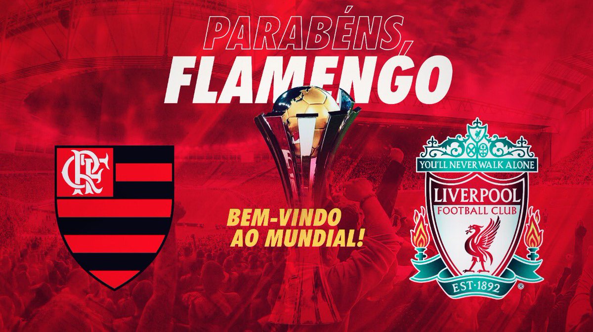 LFCBrasil's tweet photo. Parabéns pelo título da @LibertadoresBR, @Flamengo. Seja bem-vindo ao Mundial. Saudações dos Reds! https://t.co/g8k3nnSJ69