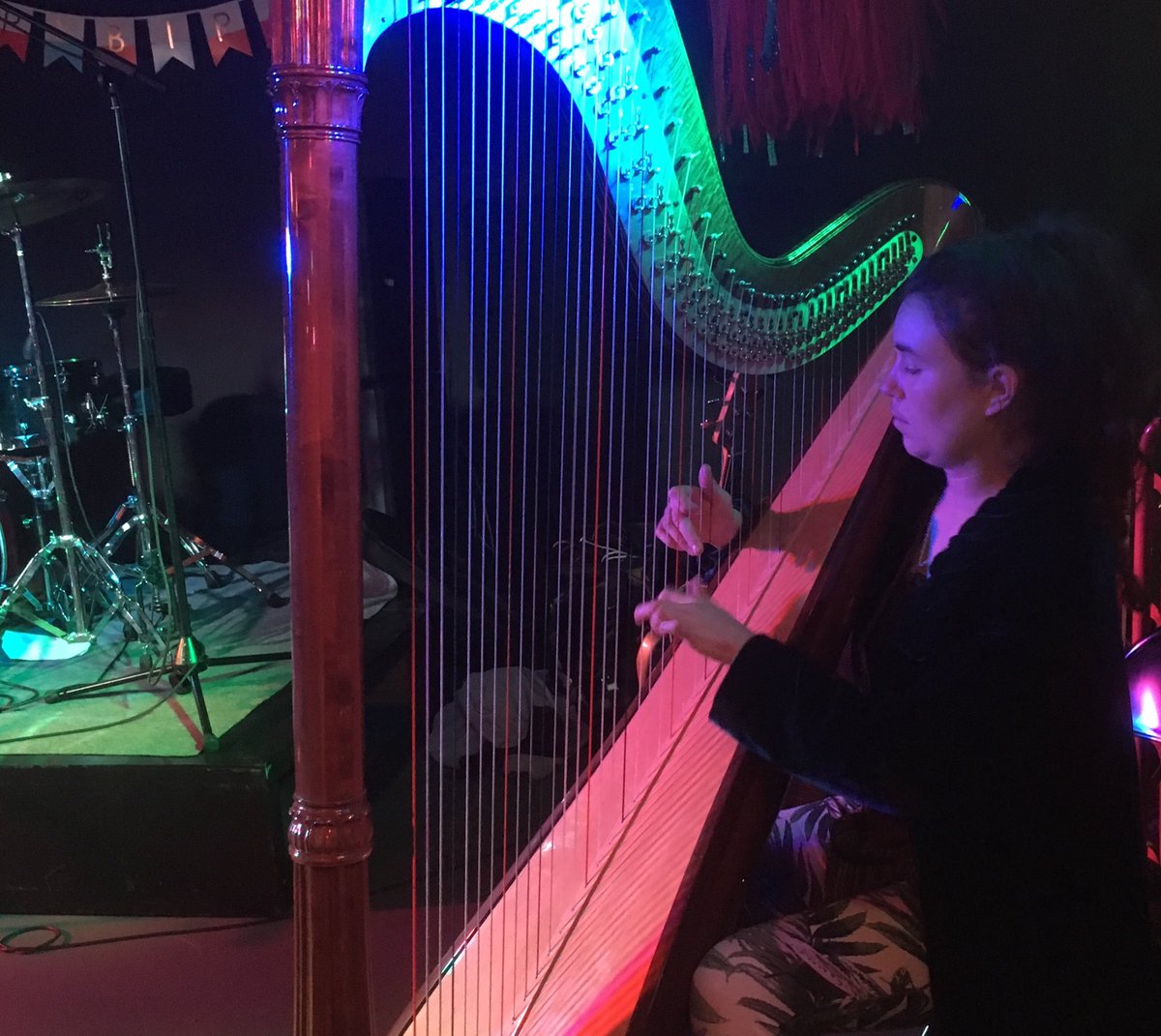 This harp is actually part of a loud band. Digging this :)