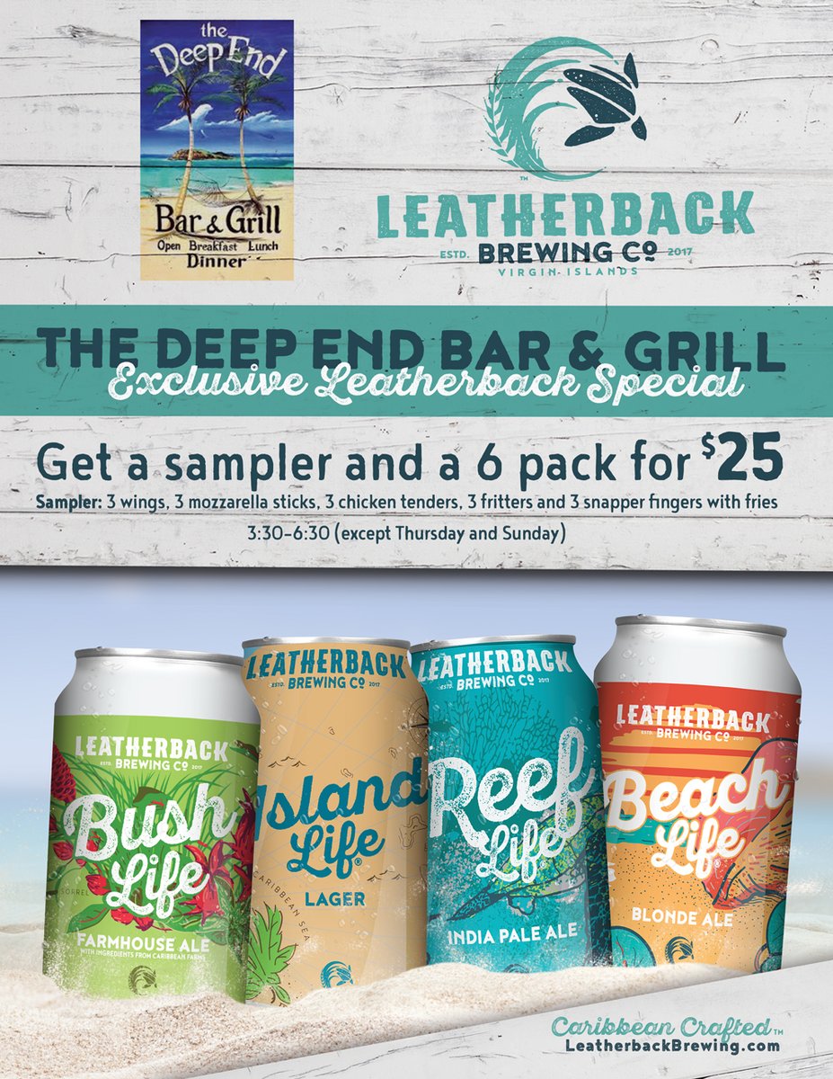 leatherbackbrew's tweet photo. @newdeepend is featuring an exclusive Leatherback special! #takecraftback #islandlove  #vistillnice #caribbeancrafted #localbeer #beerspecials https://t.co/TxXGtDASOj
