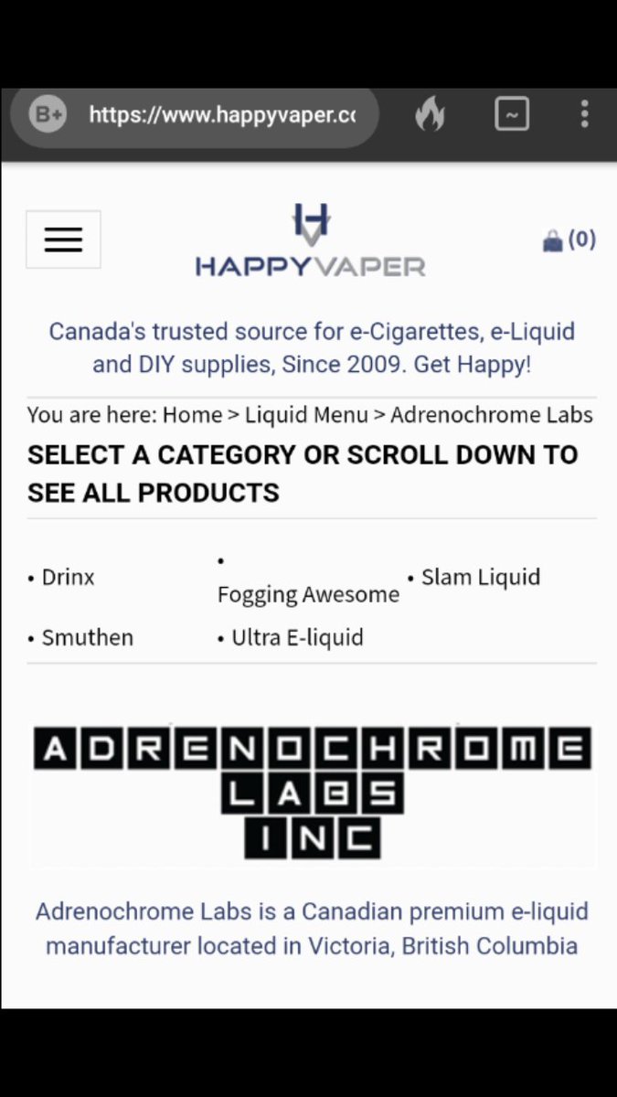 Adrenochrome in E-Cigs and Vape juice https://www.happyvaper.com/category-s/133446.htm