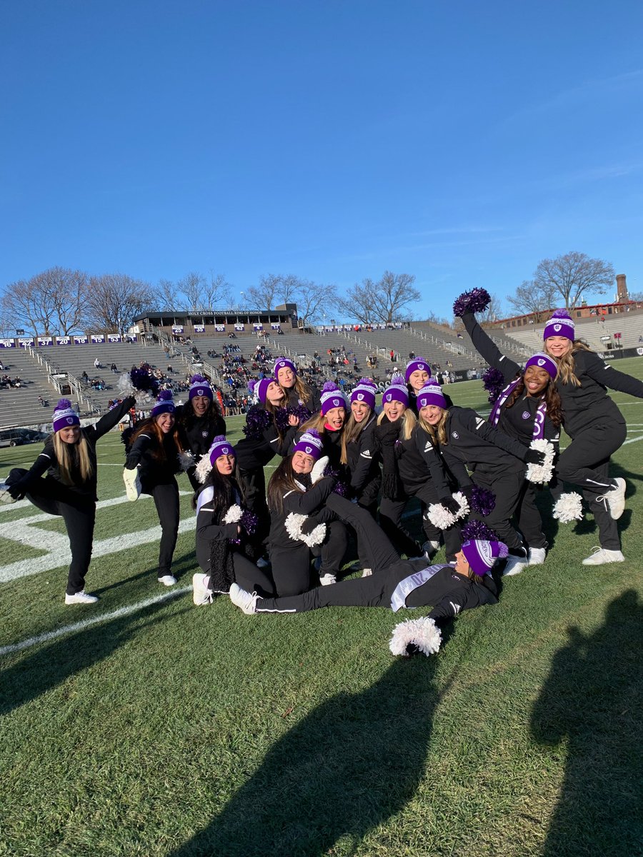 HCrossCheer's tweet photo. Big mood for senior day &amp; a Patriot League Championship!! Congrats @HCrossFB 💜🏈 https://t.co/ZFzw9HFgbe