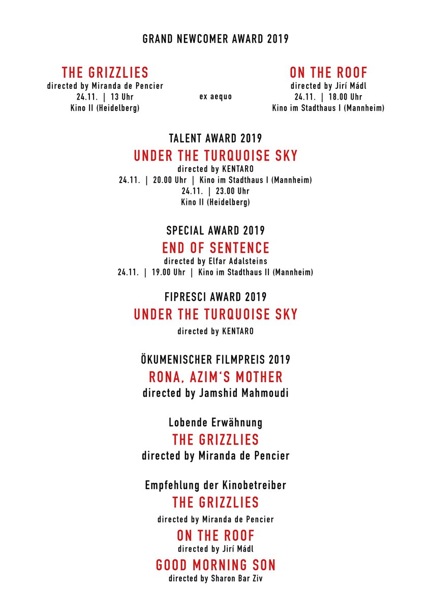 IFFMH's tweet photo. Das Publikum hat entschieden: Im Rahmen des Festivaldinners fand in diesem Jahr die Preisverleihung des 68. Internationalen Filmfestivals Mannheim-Heidelberg! #iffmh #newcomer #award #ceremony #mannheim #heidelberg #winner https://t.co/b7BtjX3PJT
