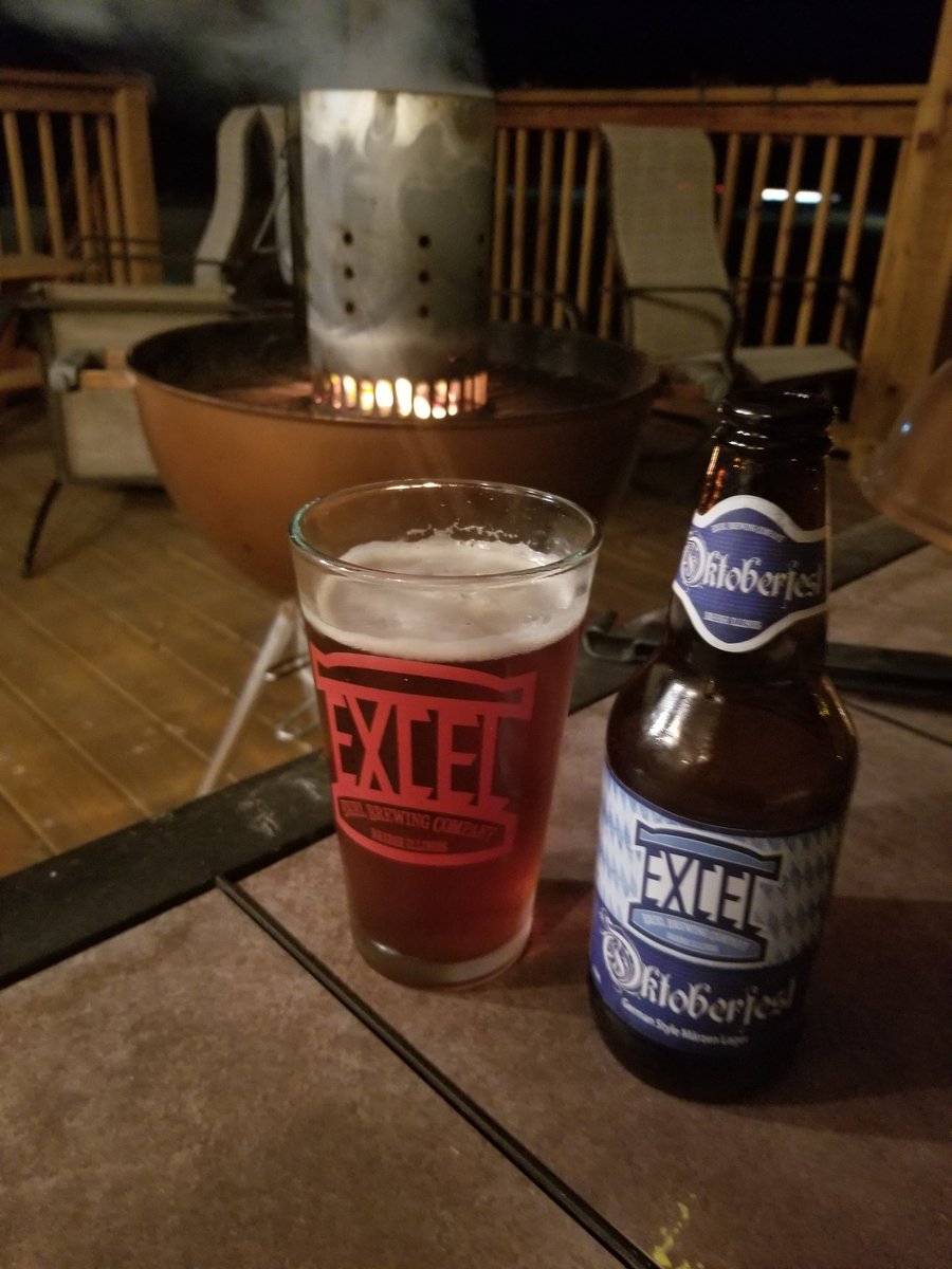 Enjoying a wonderful Oktoberfest from our friends <a href="/ExcelBrewery/">Excel Brewing Co.</a> while grilling some brats and burgers.  #CheersMyFriends #DrinkLocal