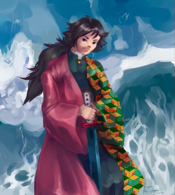 Felix 🌿 dazailiker9000さんがTwitterに投稿した冨岡義勇(鬼滅の刃)のイラスト。