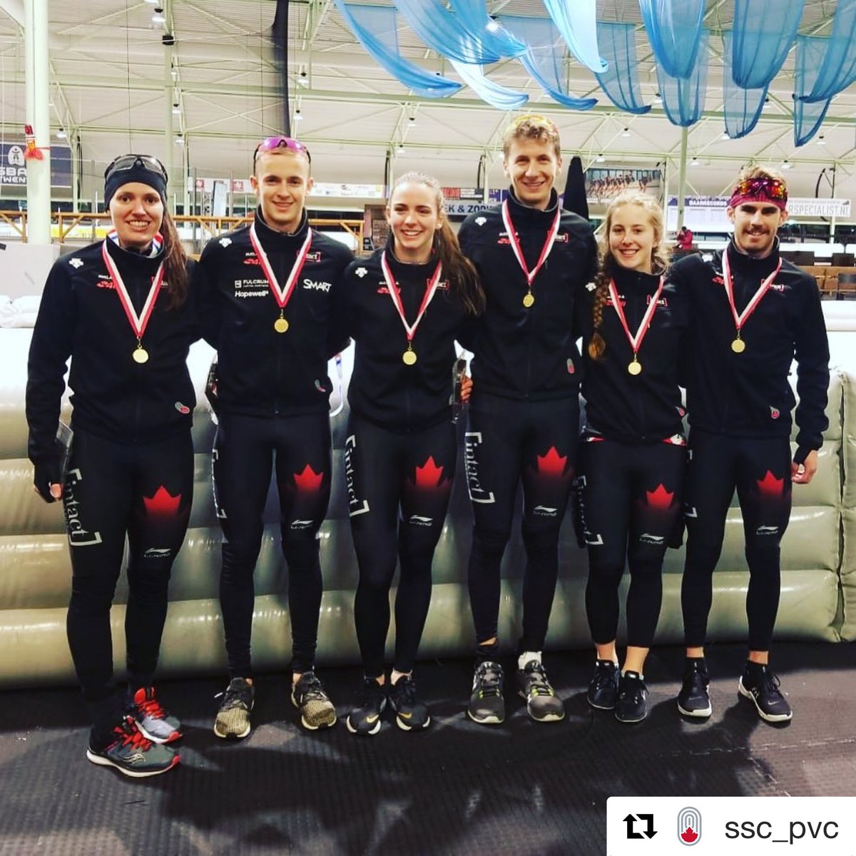 DCSpeedSkate's tweet photo. Congratulations club member @CooperEmin and teammates for medaling in the team sprints at the Neo-Senior World Cup in Enschede Netherlands. 🥇Women and 🥇Men! @SpeedSk8NS @SportNovaScotia @CSCAtlantic #LongTrack #SpeedSkating #WorldCup https://t.co/swnEG79dZ9