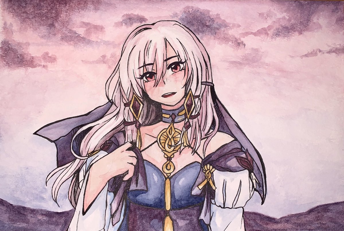 ivytooru's tweet photo. I drew lysithea for @BlackDiscDX as a christmas gift, i should practice watercolor more 😖 #lysithea #FireEmblemThreeHouses https://t.co/3Btjo440zO